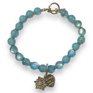 Blue Cats Eye Snowflake Heart Handmade Bracelet